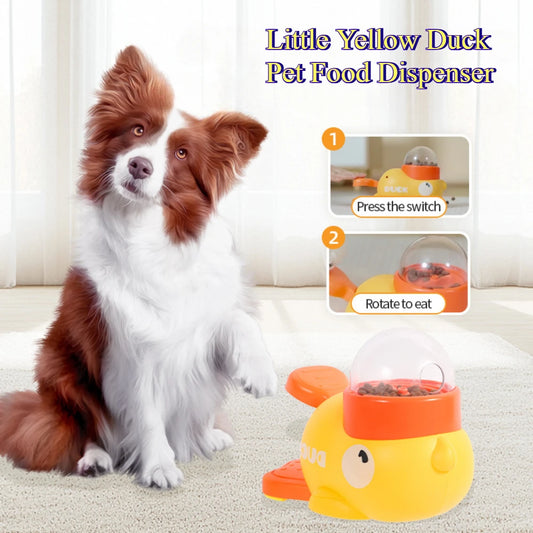 Yellow Duck Interactive Dog Food Dispenser Automatic Feeder of Cats For Cat Accessories Durable Plastic Training Toys Puzzle Pet